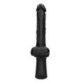 Handheld liquid silicone vibrating and thrusting dildo