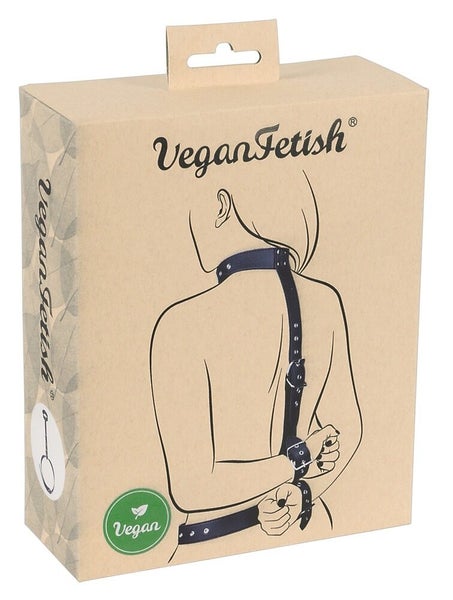 Vegan Fetish Neck Restraint with Handcuffs