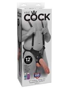 King Cock - 12" Hollow Strap-On (vaalea)